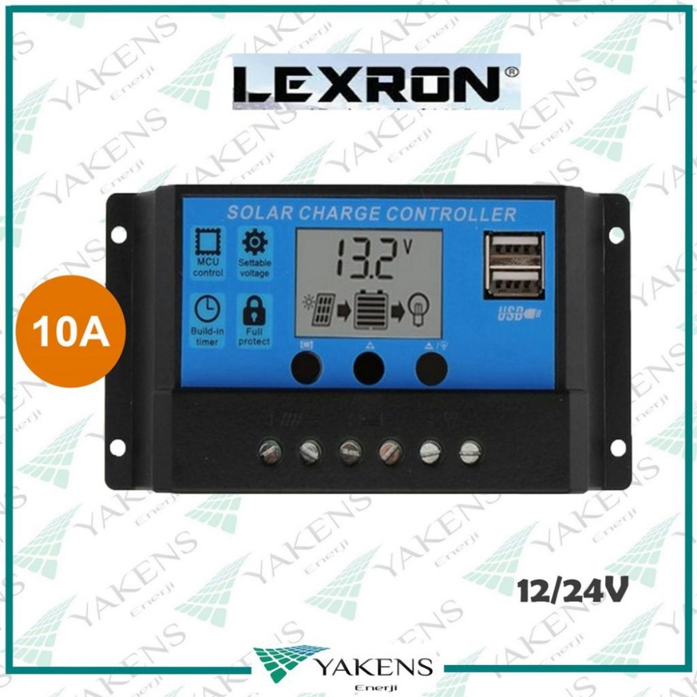 10 Amper 12/24V Solar Şarj Kontrol Cihazı Lexron