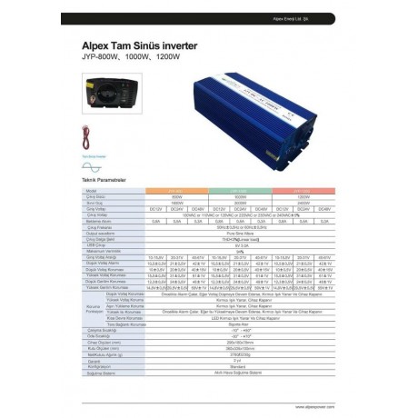 1000 WATT 12 VOLT TAM SİNÜS İNVERTER