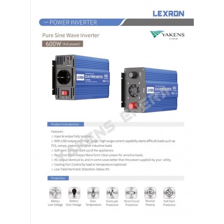 600 Watt 12V Tam Sinüs İnverter Lexron
