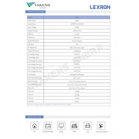 600 Watt 12V Tam Sinüs İnverter Lexron