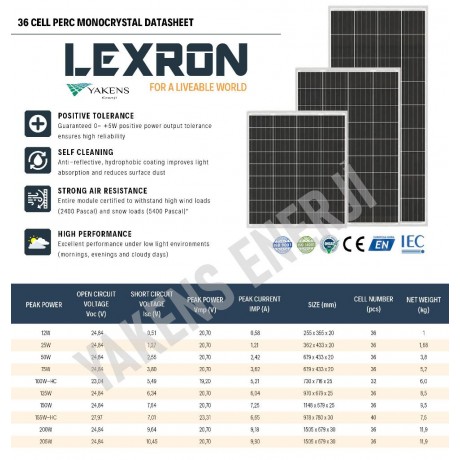 155W Half Cut Monokristal Güneş Paneli Lexron
