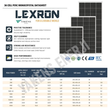 155W Half Cut Monokristal Güneş Paneli Lexron