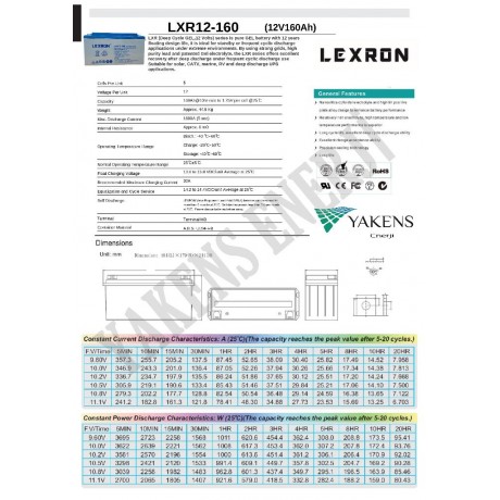 160 Ah Jel Akü Lexron