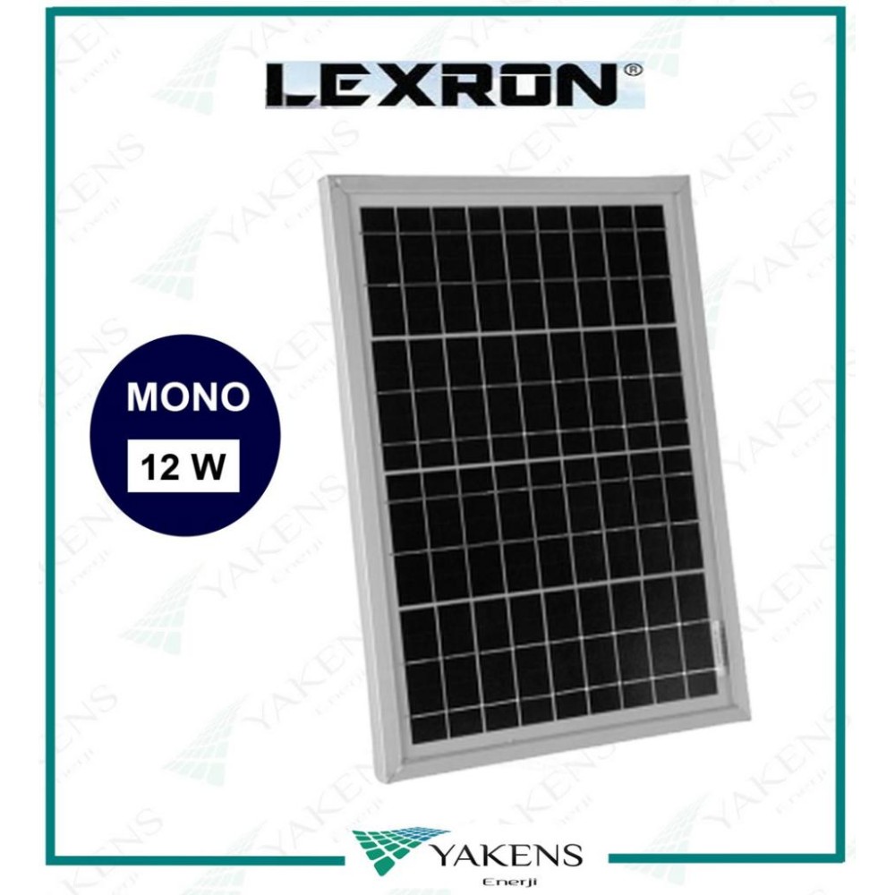 12 Watt 12V Monokristal Güneş Paneli Lexron