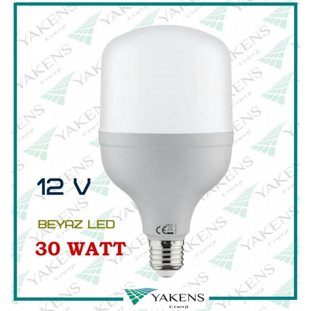 12V 30W Solar Led Ampul Beyaz Renk Ampul Yüksek Işık Gücü