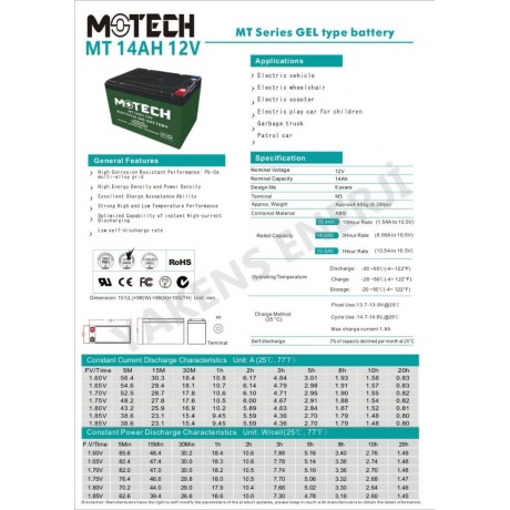 14 Amper Jel Akü Motech