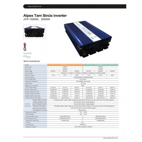 1500 WATT 12 VOLT TAM SİNÜS İNVERTER