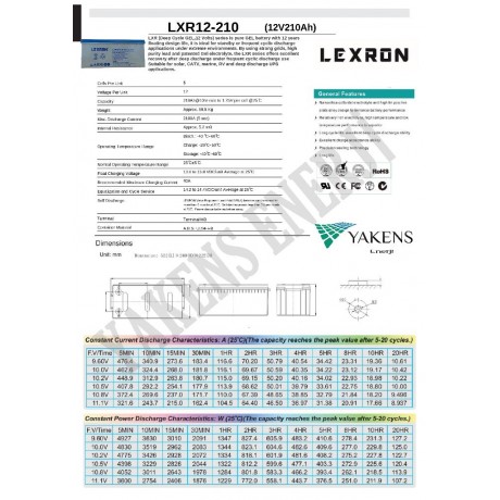 210 Ah Jel Akü Lexron