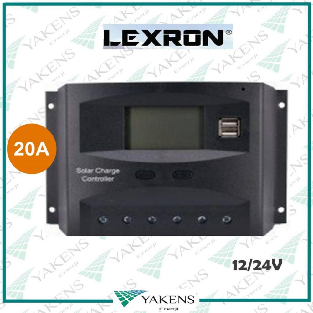 20A Solar Şarj Regülatörü 20 Amper Güneş Paneli Şarj Kontrol Cihazı Lexron 12/24V