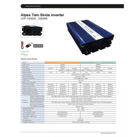 2000 WATT 12 VOLT TAM SİNÜS İNVERTER