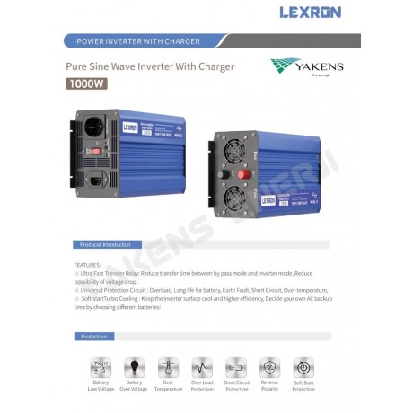 1000 Watt 12V UPS (Şebeke Şarjlı) Tam Sinüs İnverter Lexron