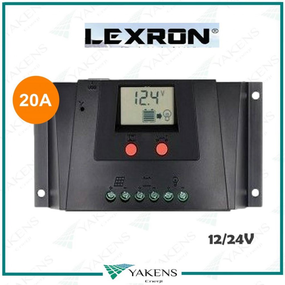 20A Solar Şarj Regülatörü 20 Amper Güneş Paneli Şarj Kontrol Cihazı Lexron 12/24V