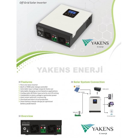 2400W 24V Tam Sinüs Akıllı İnverter 50A Pwm Solar Şarj Lexron