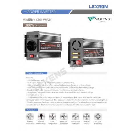 300 Watt 12V Modifiye Sinüs İnverter Lexron