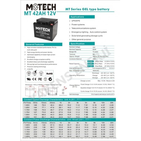 42 Amper Jel Akü Motech