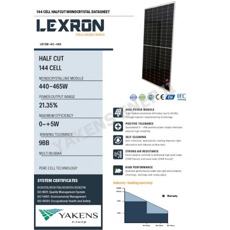 465W Half Cut Monokristal Güneş Paneli Lexron