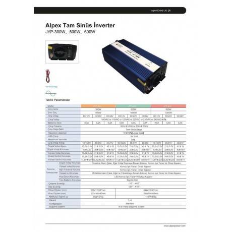 500 WATT 12 VOLT TAM SİNÜS İNVERTER