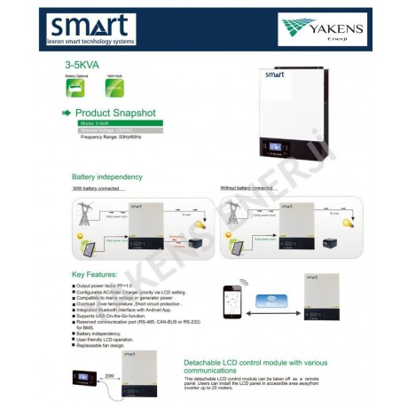 5.5 KW 5500W 48V Yüksek MPPT Şarjlı Akıllı İnverter Smart