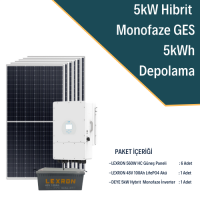 5 Kw Monofaze Hibrit Hazır Solar Paket (Sistem 1) 