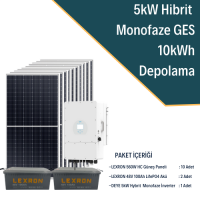 5 Kw Monofaze Hibrit Hazır Solar Paket (Sistem 2) 