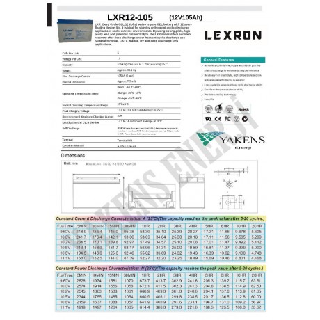 105 Ah Jel Akü Lexron