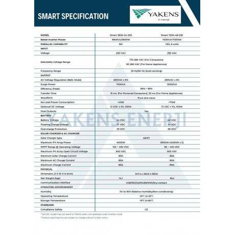 7.2 KW 7200W 48V Yüksek MPPT Şarjlı Akıllı İnverter Smart