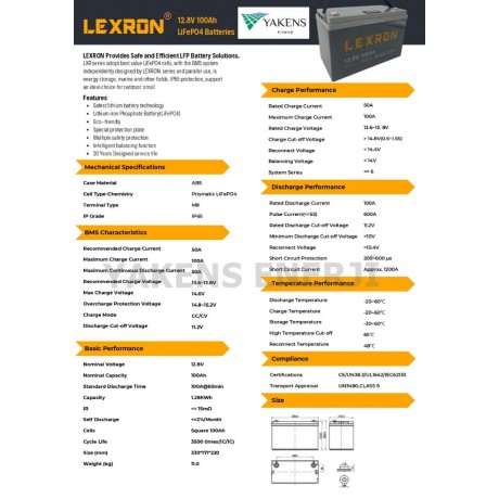 100Ah 12.8V LiFePO4 Pil Lityum Akü Lexron