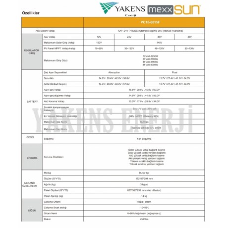 80 Amper Mppt 12/24/48V Solar Şarj Cihazı Mexxsun
