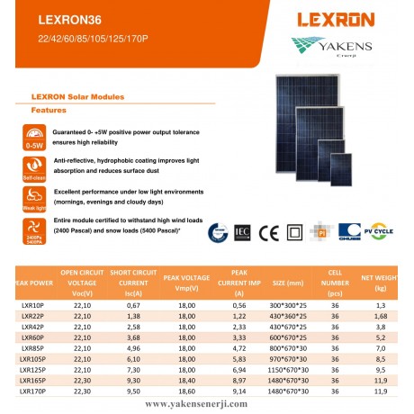 10 Watt 12V Polikristal Güneş Paneli Lexron