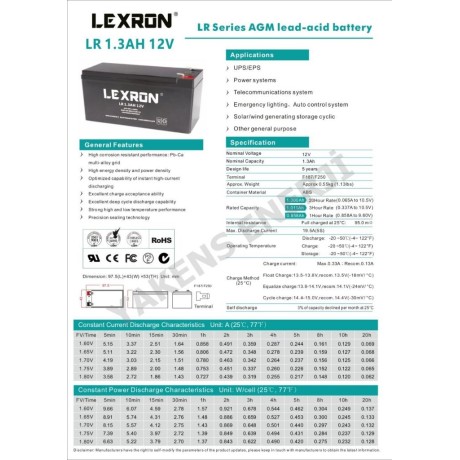 Lexron 7.2 AH 12V Kuru Akü