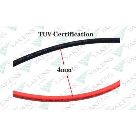 Hazır Soketli (3m+3m) 6 Metre 4mm Güneş Paneli Solar Kablo Siyah Kırmızı