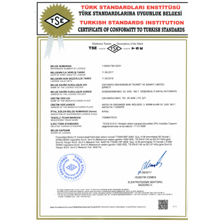 170 Watt Polikristal Güneş Paneli Tommatech