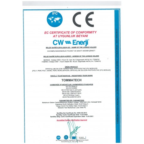 25 Watt Monokristal Güneş Paneli Tommatech